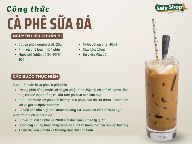 Công thức cà phê sữa đá ngon, thơm béo chuẩn vị quán