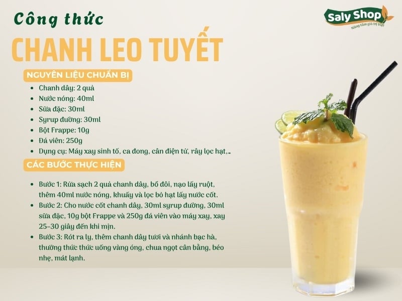 Công thức chanh leo tuyết thơm mát, giải nhiệt mùa hè