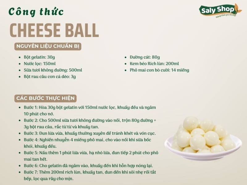Công thức cheese ball béo ngậy, dẻo dai và chuẩn vị quán