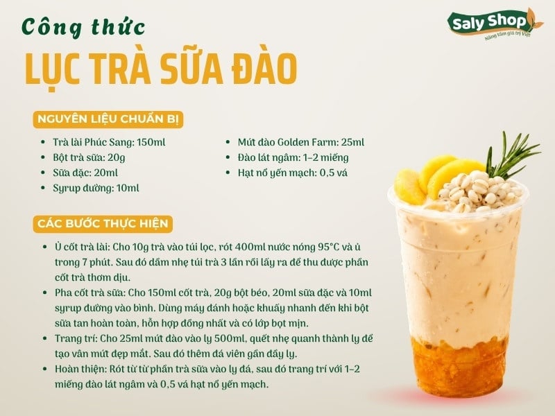 Cách làm lục trà sữa đào thanh dịu, dễ kinh doanh