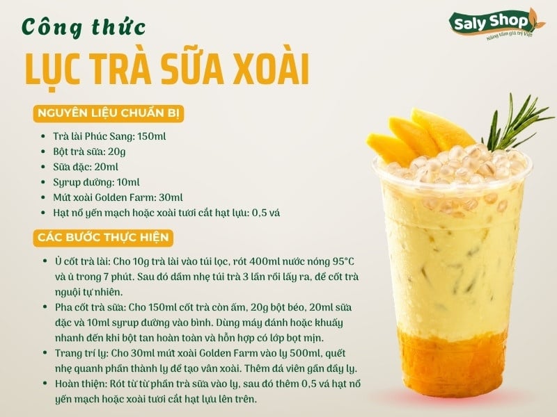 Cách làm lục trà sữa xoài thơm béo, mứt vân đẹp mắt