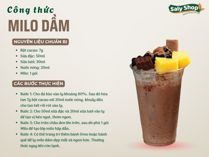 Cách làm milo dầm trân châu thơm béo, dễ bán cho quán