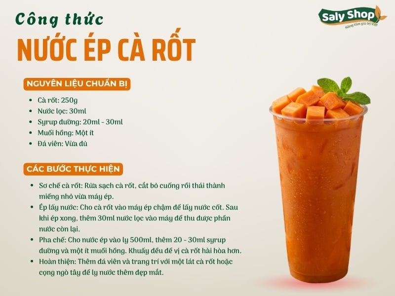 Cách làm nước ép cà rốt ngọt thanh, màu đẹp, tối ưu chi phí