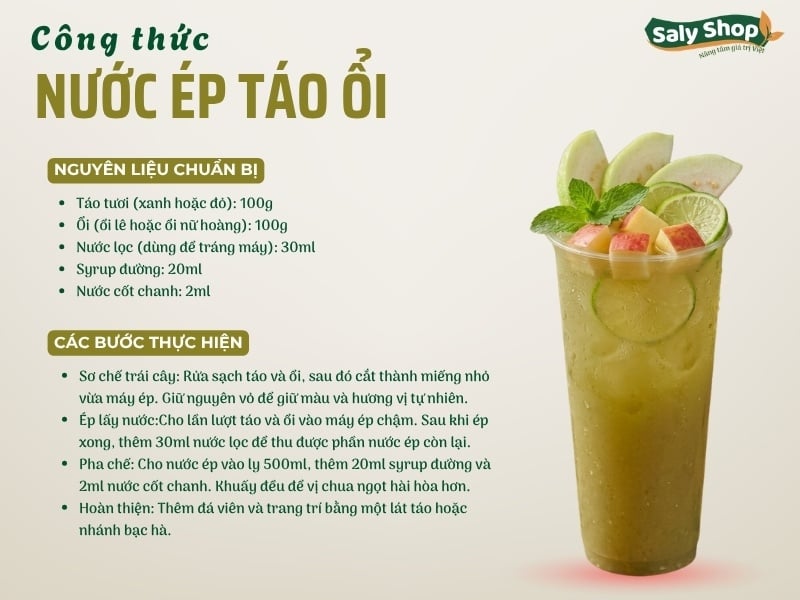 Công thức nước ép táo ổi ngon, tối ưu chi phí cho quán
