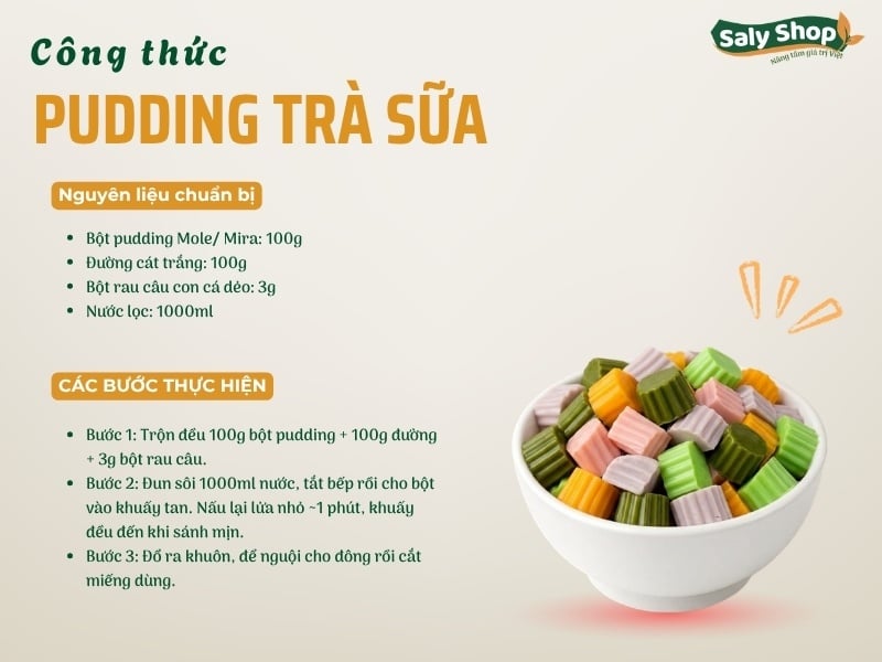 Cách làm pudding trà sữa mềm mịn, chuẩn vị kinh doanh