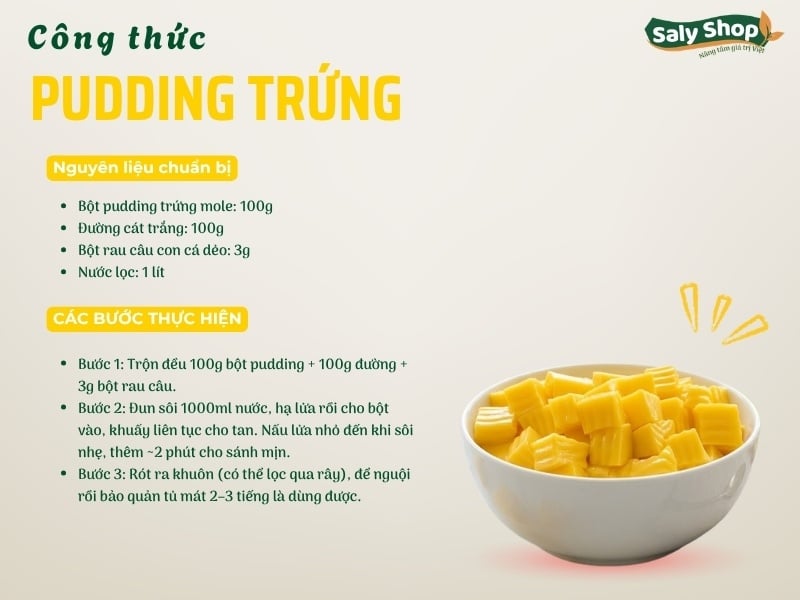 Công thức pudding trứng mềm mịn, không bị tách nước