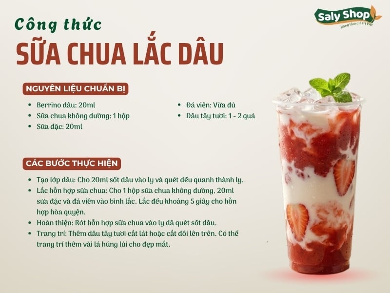 Cách làm sữa chua lắc dâu thơm ngon, dễ pha và cost rẻ