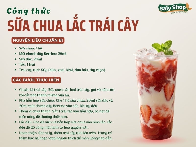Cách làm sữa chua lắc trái cây mát lạnh, thơm ngon dễ làm