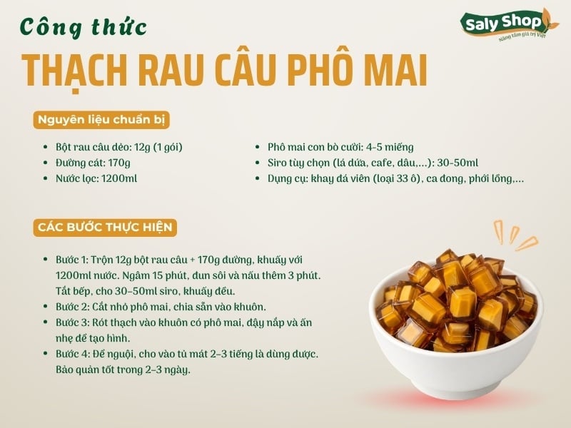 3 cách làm thạch rau câu phô mai đơn giản, siêu hút khách