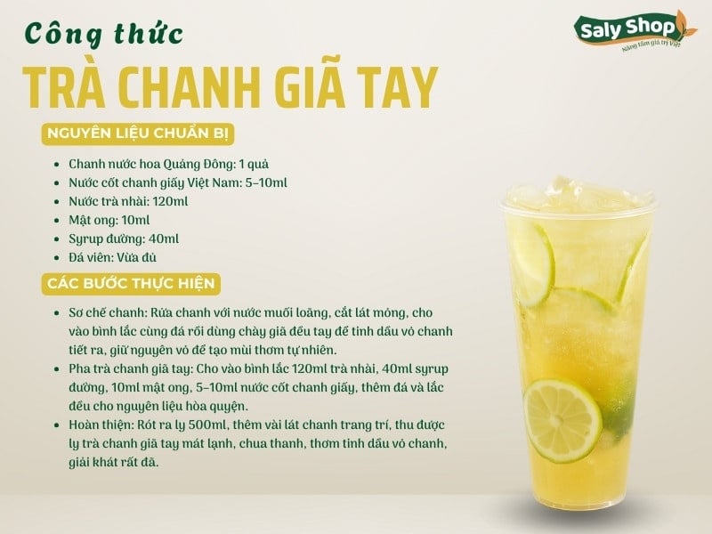 Cách làm trà chanh giã tay thơm mát, không bị đắng, dễ bán