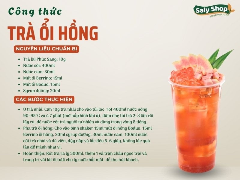 Cách làm trà ổi hồng thanh mát, khách uống là mê