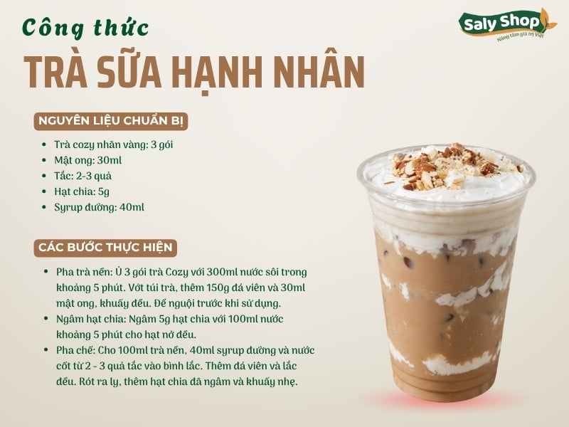 Cách làm trà sữa hạnh nhân thơm lừng, bán quán cực chạy