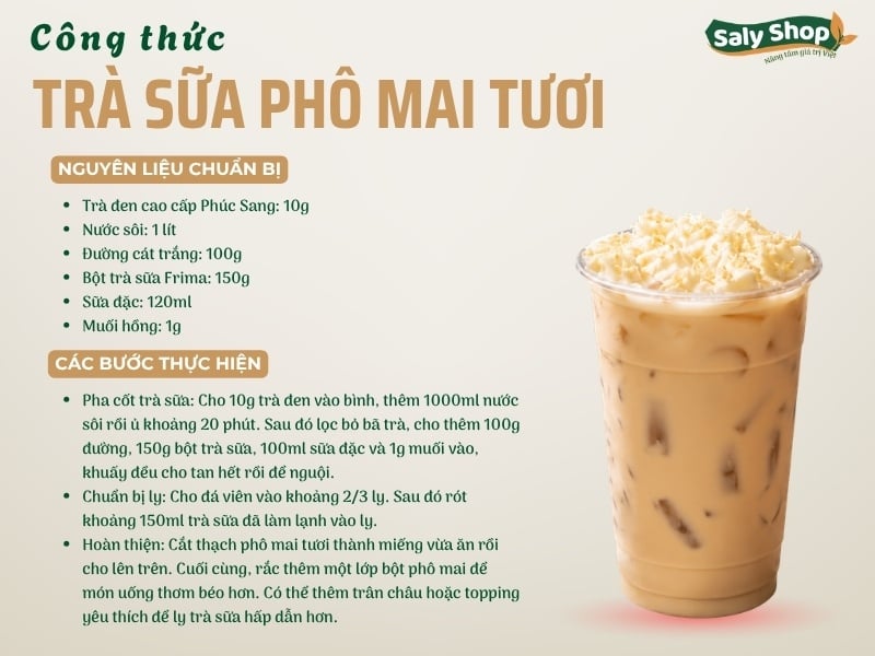 Cách làm trà sữa phô mai tươi thơm béo, hút khách