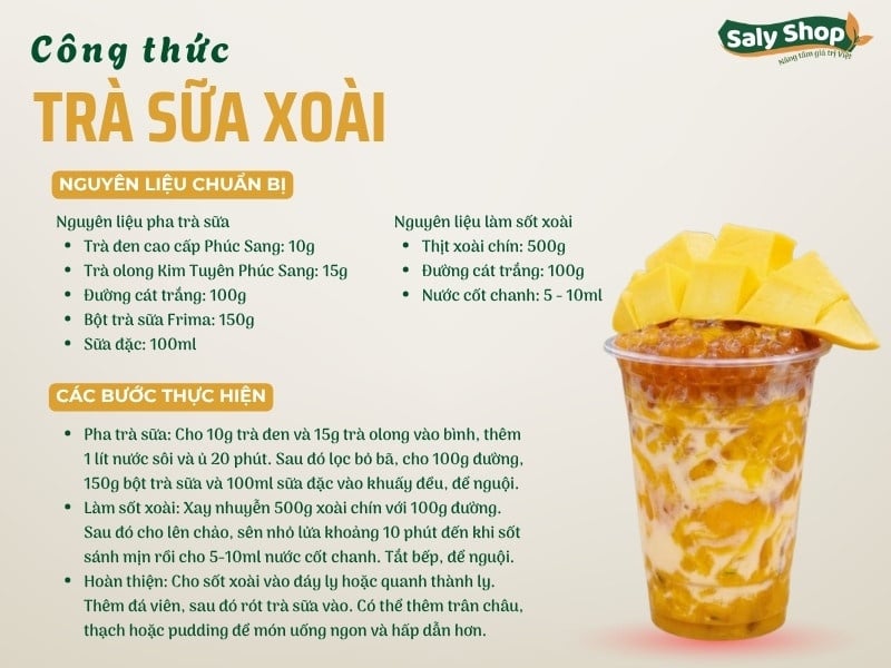 Cách làm trà sữa xoài thơm béo, chuẩn vị cho quán