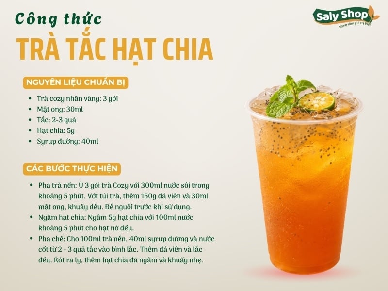 Cách làm trà tắc hạt chia thanh mát, thơm ngon, cost thấp