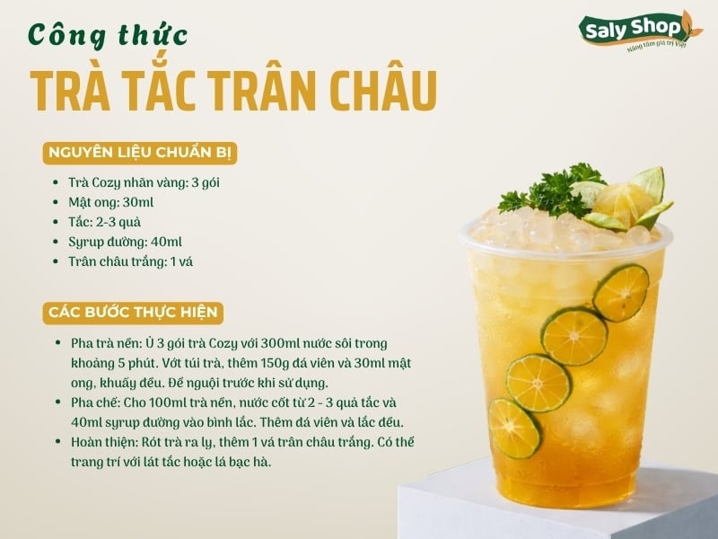 Cách làm trà tắc trân châu ngon, thơm mát, hút khách