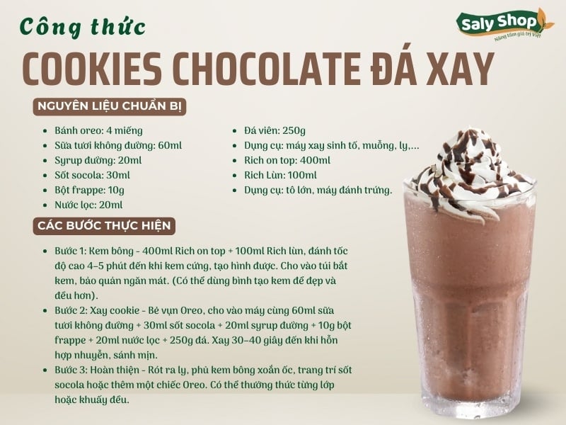 Công thức pha chế cookies chocolate đá xay chuẩn vị, hút khách