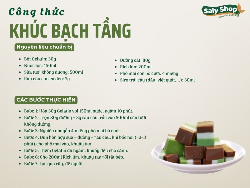 Cách làm khúc bạch tầng nhiều màu, topping ngon chuẩn quán