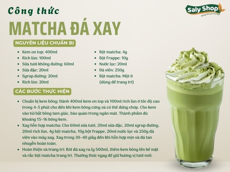 Công thức pha chế matcha đá xay mát lạnh, dễ làm