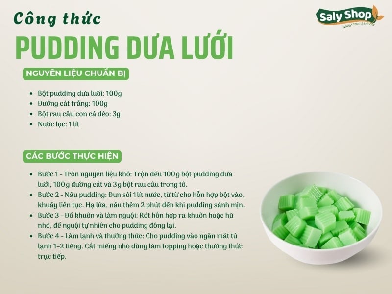 Cách làm pudding dưa lưới thơm béo, mềm mịn chuẩn vị quán