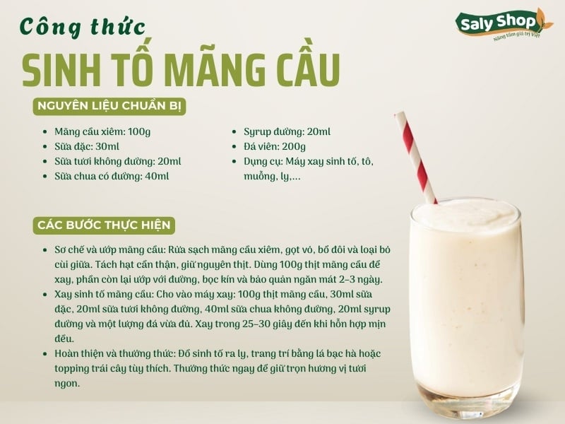 Cách làm sinh tố mãng cầu sánh mịn, thơm ngon chuẩn vị quán