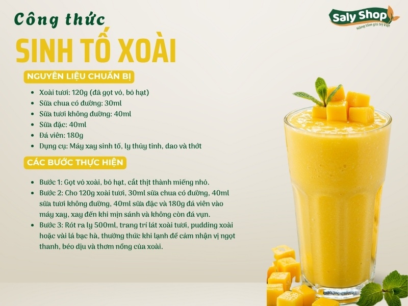Công thức sinh tố xoài ngon, mát lạnh ngày hè