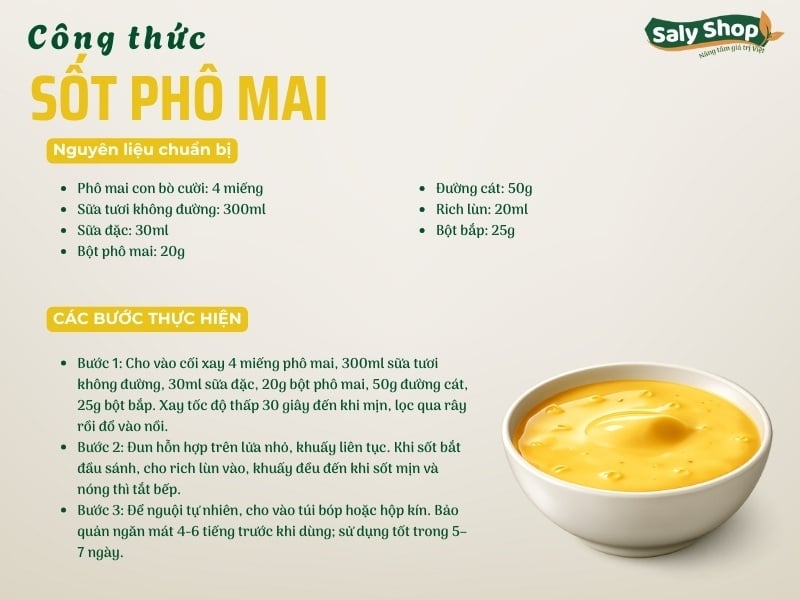 Cách làm sốt phô mai tan chảy đơn giản, sánh mịn