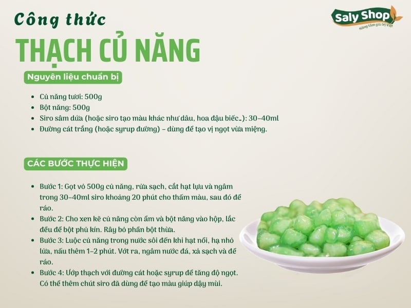 Cách làm thạch củ năng giòn dai, thơm ngon và chuẩn vị