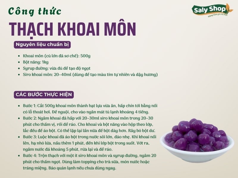 Cách làm thạch khoai môn giòn ngon, bùi béo, hút khách