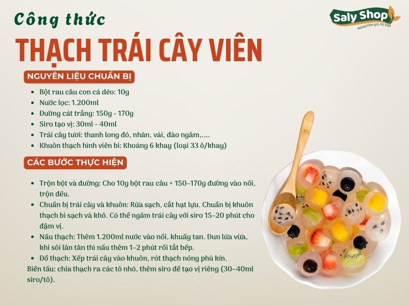 Cách làm thạch trái cây viên thơm ngon, giòn dai và chuẩn vị