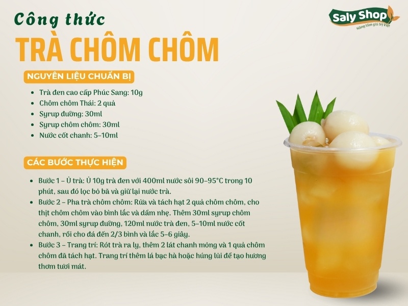 Cách làm trà chôm chôm tươi mát, phù hợp mọi mô hình quán