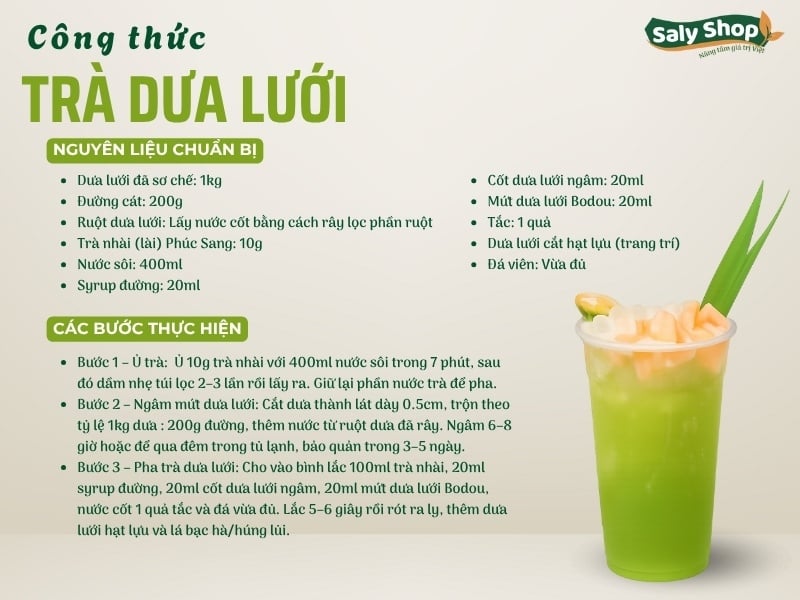 Công thức trà dưa lưới thơm ngon, thu hút khách mỗi ngày