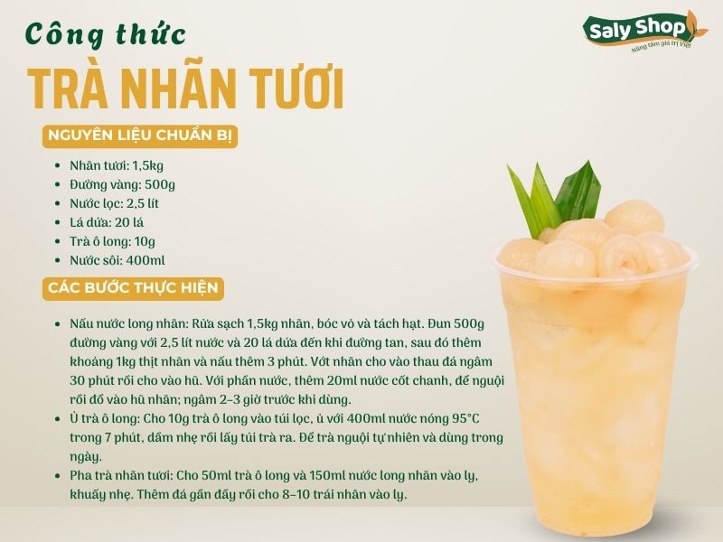 3 cách làm trà nhãn tươi thơm mát, chuẩn vị quán bán chạy