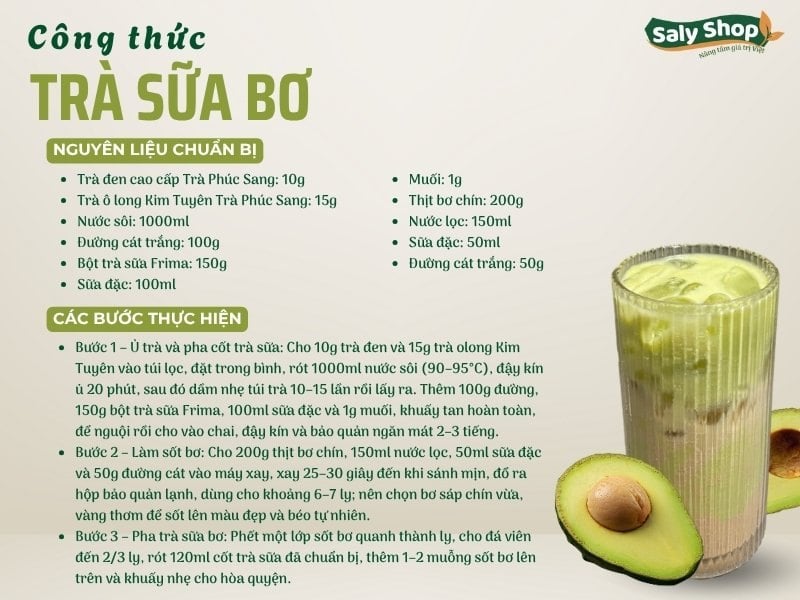 Công thức trà sữa bơ béo mịn, thơm ngon chuẩn vị quán