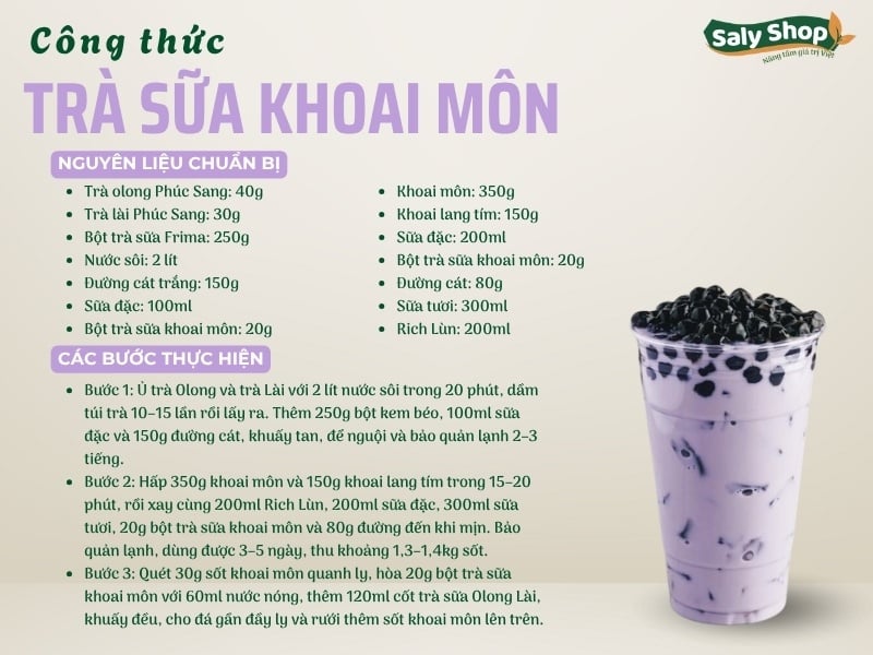 Cách làm trà sữa khoai môn thơm béo, chuẩn vị kinh doanh