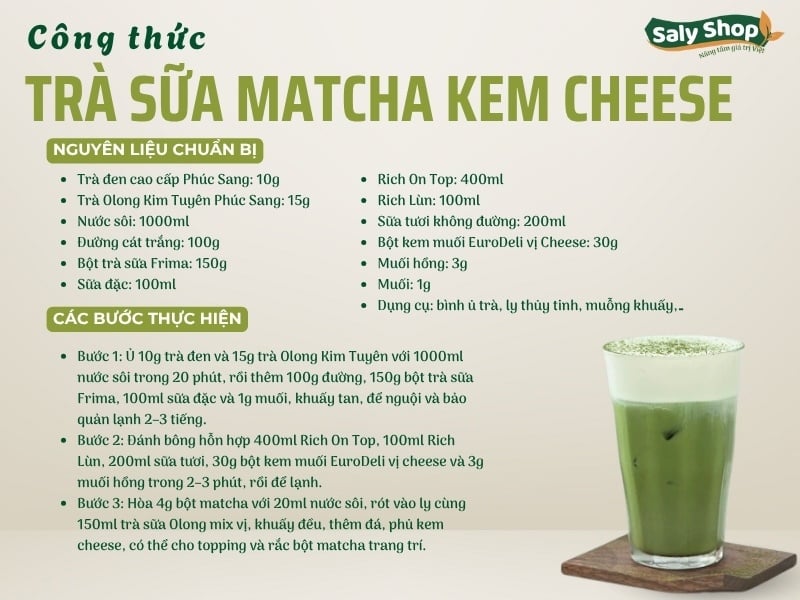 Công thức trà sữa matcha kem cheese siêu ngon, cost thấp