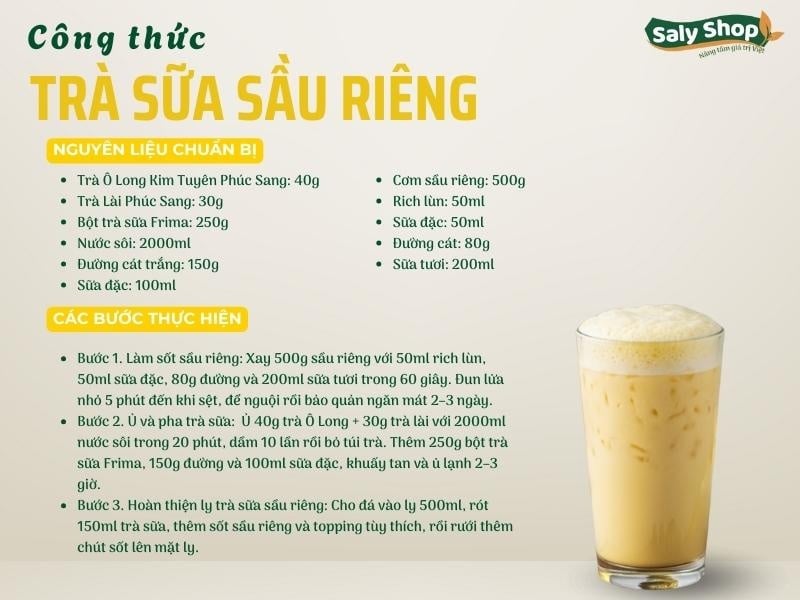 Cách làm trà sữa sầu riêng chuẩn vị, thơm béo khó cưỡng