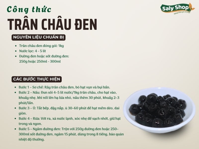 Cách làm trân châu đen dẻo ngon, chuẩn vị cho quán trà sữa