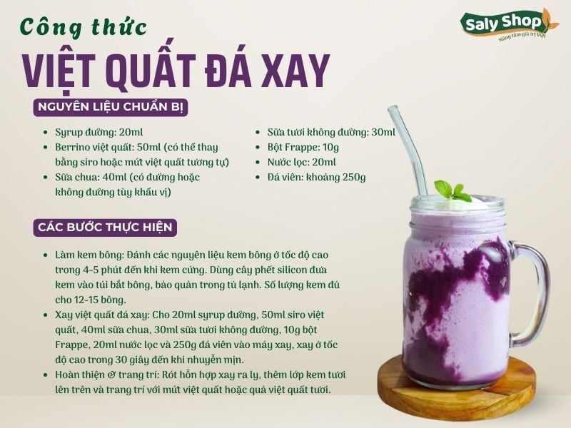 Công thức việt quất đá xay béo ngậy, sánh mịn chuẩn quán