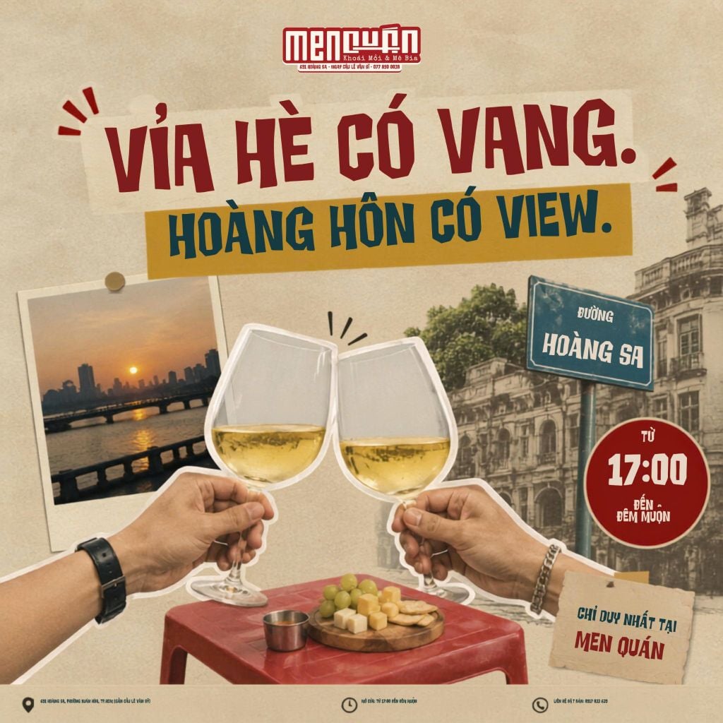 Vang Vỉa Hè tại MEN Quán: Khi Rượu Vang Gặp Món Lai Rai