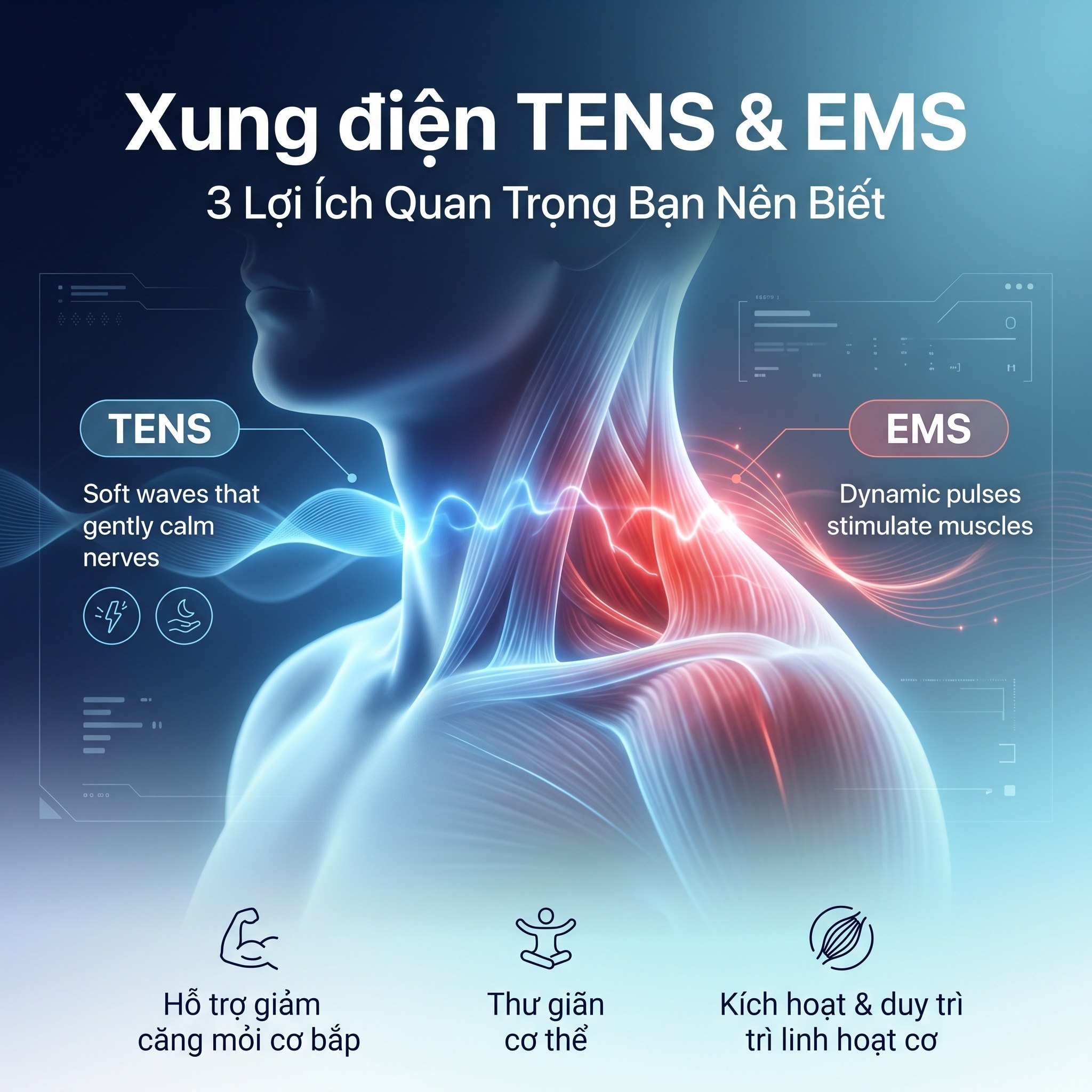 Xung điện TENS & EMS Và 3 Lợi Ích Quan Trọng Bạn Nên Biết
