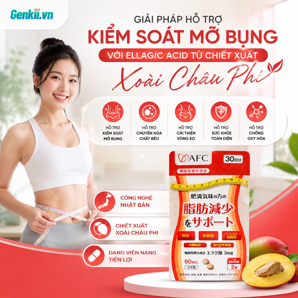 Giải pháp hỗ trợ kiểm soát mỡ bụng với Ellagic Acid từ chiết xuất xoài Châu Phi.