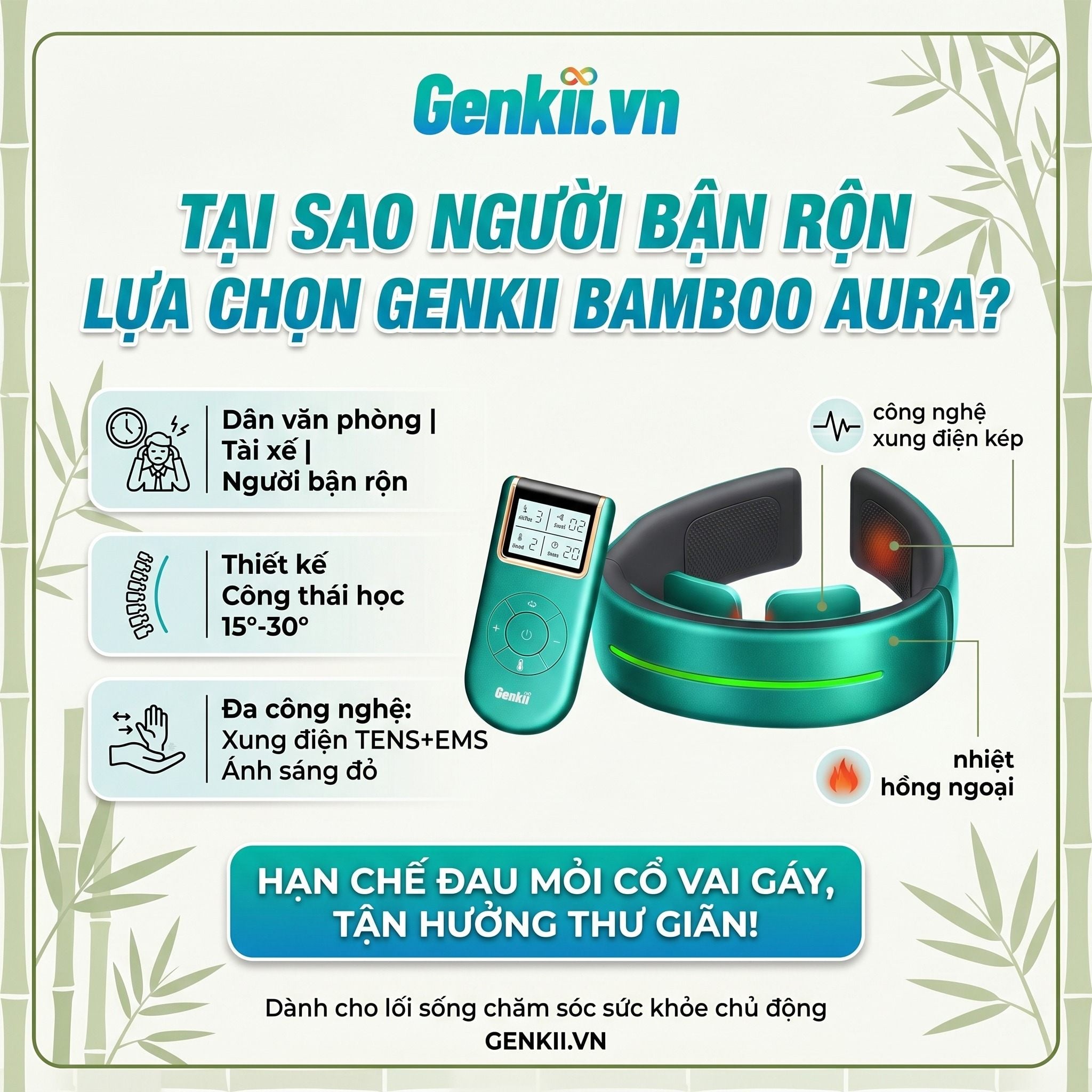 Vì Sao Máy Massage Cổ Genkii Bamboo Aura Được Nhiều Người Bận Rộn Lựa Chọn?