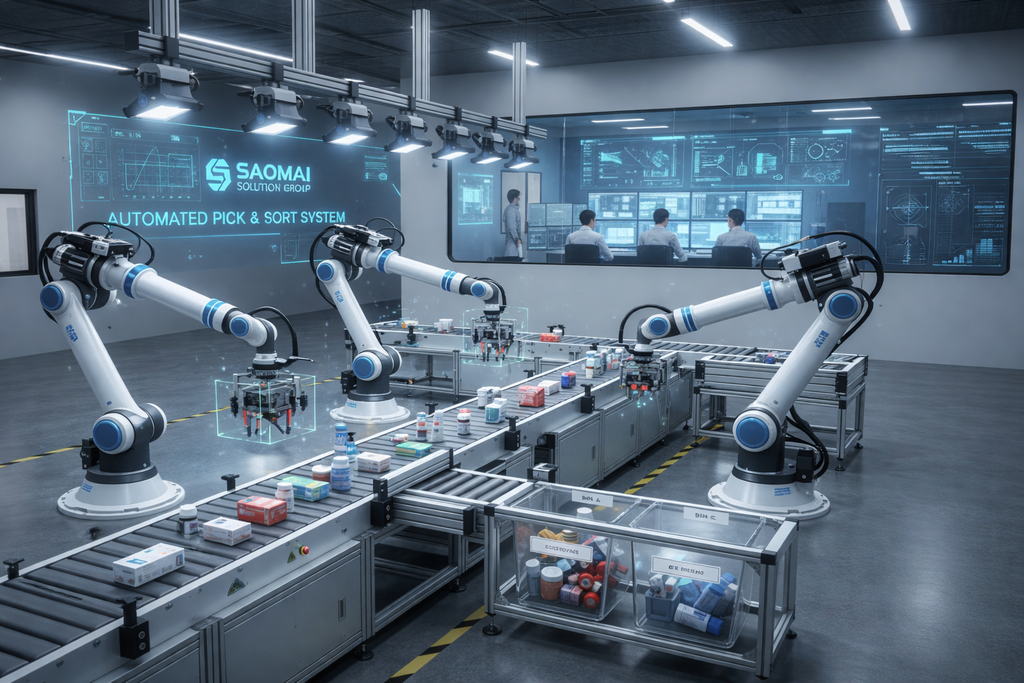 Hệ thống máy gắp và phân loại sản phẩm tự động