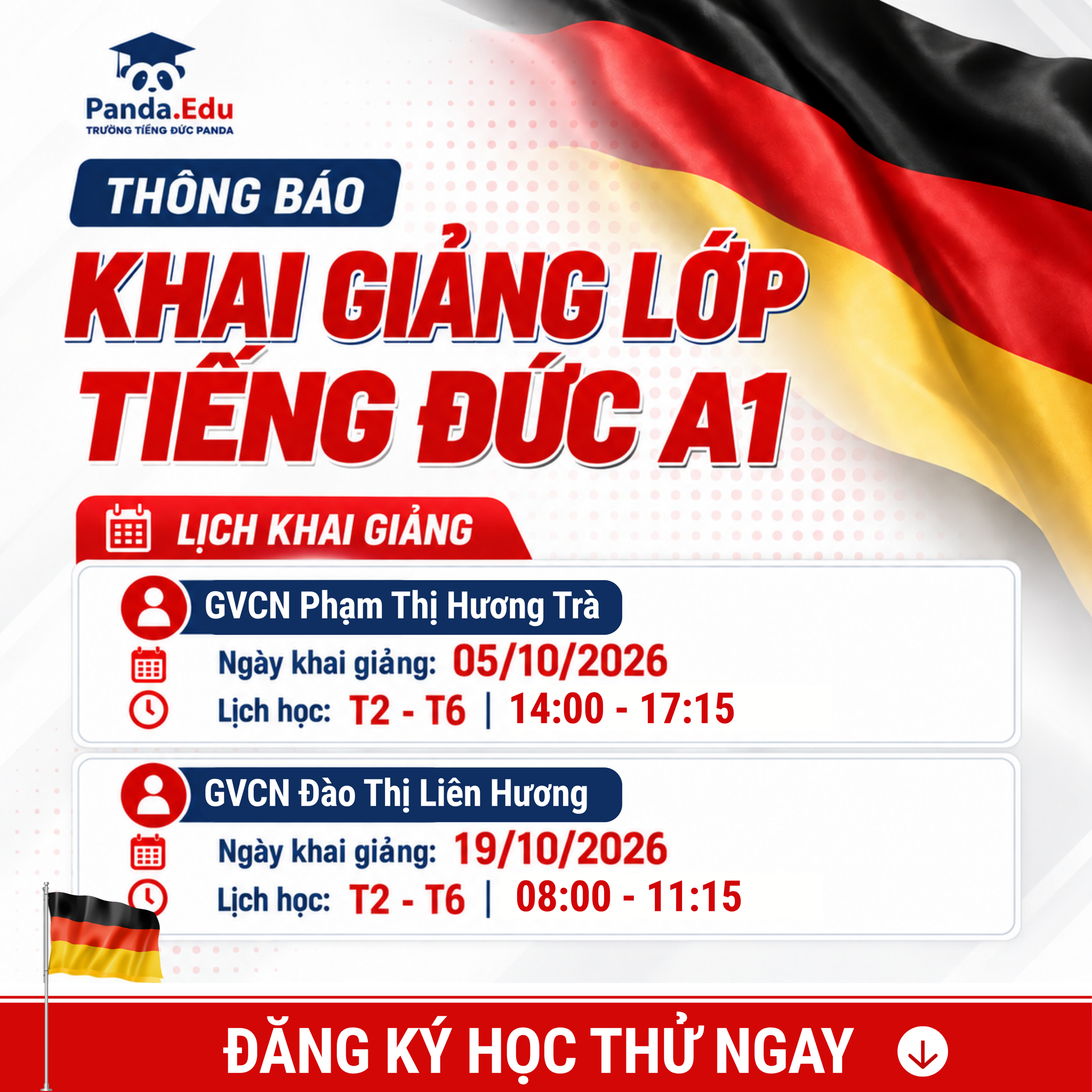 KHAI GIẢNG LỚP TIẾNG ĐỨC A1 THÁNG 10/2026 TẠI HẢI PHÒNG