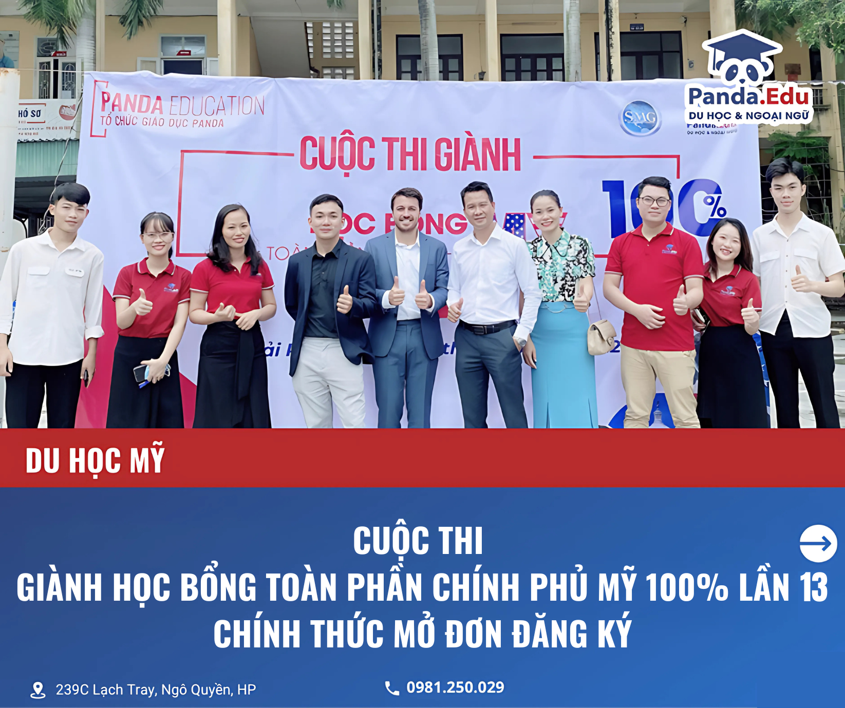 Thông báo phát động Cuộc thi Học bổng Toàn phần Chính phủ Mỹ 100% – Lần thứ 13