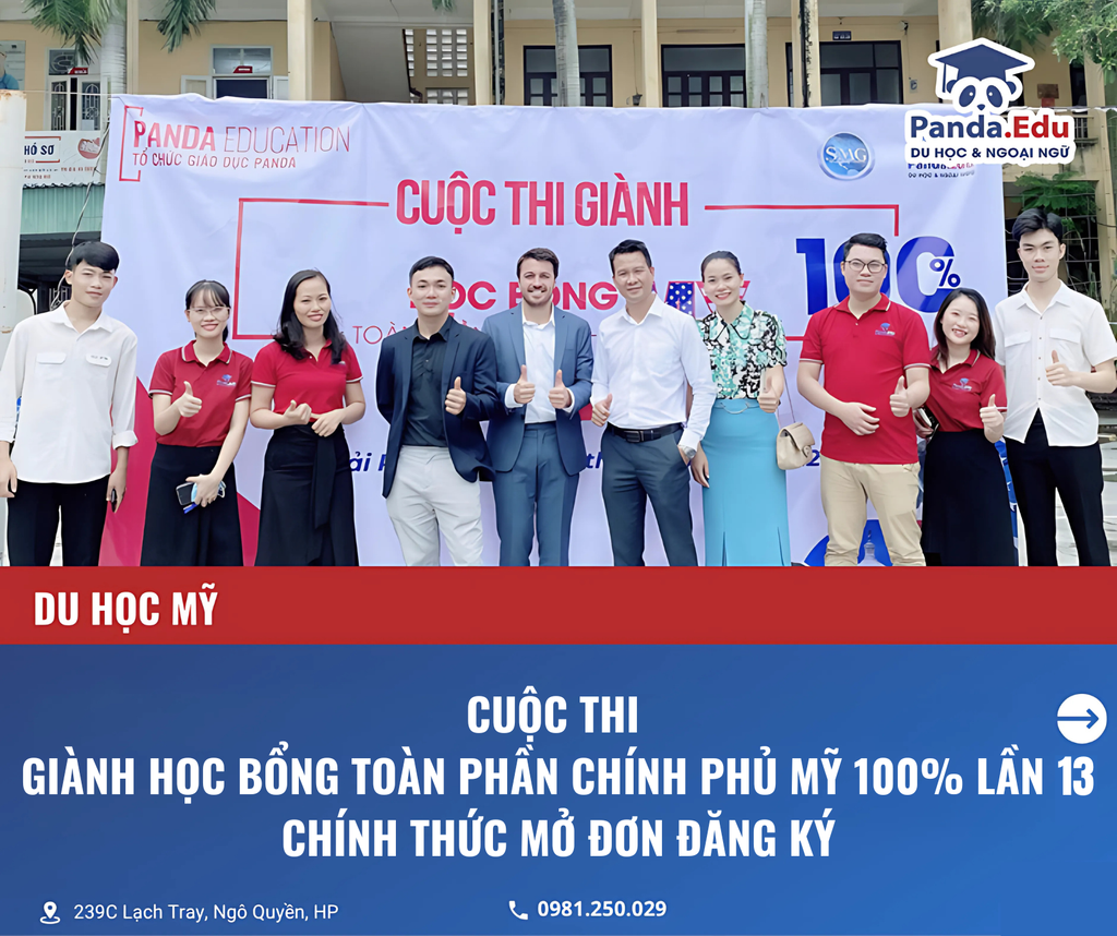 Thông báo phát động Cuộc thi Học bổng Toàn phần Chính phủ Mỹ 100% – Lần thứ 13
