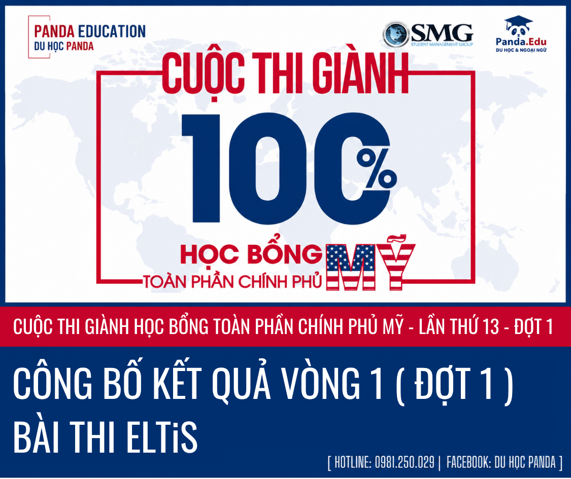 CÔNG BỐ KẾT QUẢ VÒNG 1 CUỘC THI GIÀNH HỌC BỔNG TOÀN PHẦN CHÍNH PHỦ MỸ J1 - LẦN THỨ 13