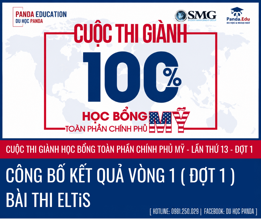 CÔNG BỐ KẾT QUẢ VÒNG 1 CUỘC THI GIÀNH HỌC BỔNG TOÀN PHẦN CHÍNH PHỦ MỸ J1 - LẦN THỨ 13