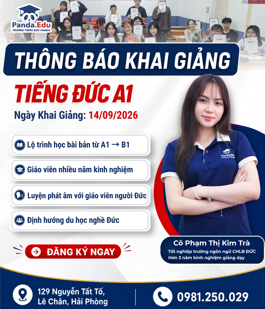 Khai giảng lớp tiếng Đức A1 ngày 14/09/2026 tại PANDA Hải Phòng